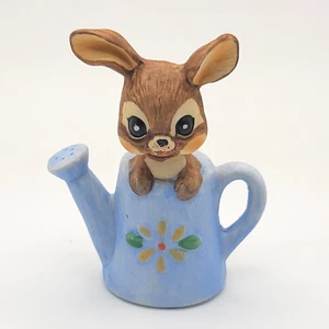 Vtg Miniature 2 3/4"Porcelain Rabbit/Watering Can/Dollhouse Figurine-Taiwan - Picture 1 of 7