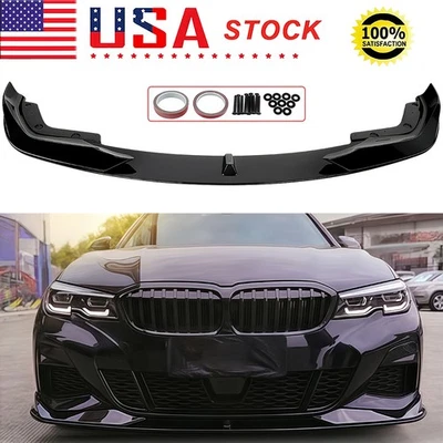 Front Lip Splitter Gloss Black For 2019-2022 BMW M Sport G20 330i M340i AC Style - Image 1 of 4
