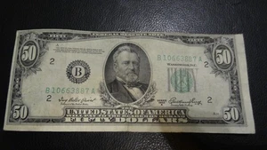 FEDERAL RESERVE NOTE 1950 ERROR MIS-CUT $50 DOLLAR BILL IN GREAT CONDITION!!!!! - Picture 1 of 4