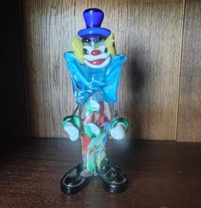 Glas Clown Murano Italien vintage Schuhe Hut Schleife 21 cm Höhe Glasfigur - Bild 1 von 4