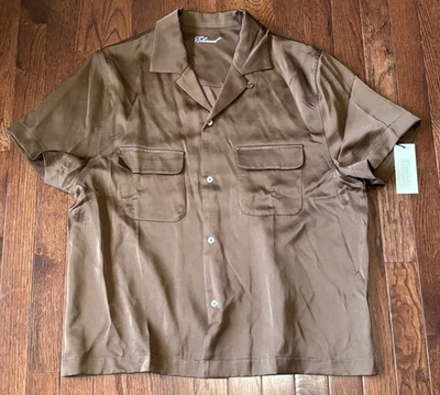 NWT Elwood Brown Camp Shirt Short Sleeve Small Rayon Poly Blend - Image 1 of 4