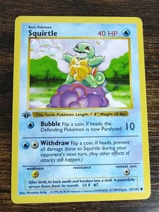 Pokemon Squirtle 63/102 1° Edizione Base Senza Ombre quasi nuovo - Foto 1 di 3