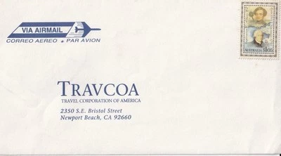 1991 AUSTRALIA AIR MAIL COVER TO US TRAVEL AGENCY EXPLORATION STAMP $1.05 - Image 1 of 2