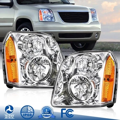 Par de faros para GMC Yukon XL 1500 2500 2007-2014 faros lentes transparentes ámbar Foto 1 de 4