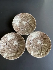 3 PCs  Johnson bros ironstone 5” Berry Dessert bowls  watermills brown - Bild 1 von 4