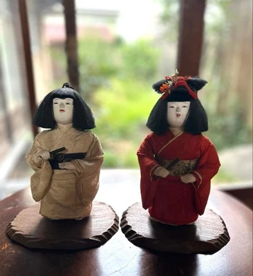 Muñeca Ichimatsu con soporte, niño y niña, retro, antigua Foto 1 de 4