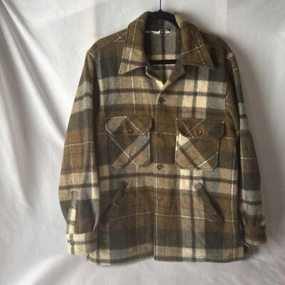 VTG 60s 70s Woolrich Shirt Mens 42 Plaid Shacket Wool Blend Heavy Thick USA - Image 1 of 4