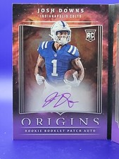 Josh Downs 2023 Panini Origins FOTL Purple Rookie Booklet Patch Auto SSP 1/5 🔥