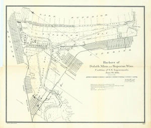 Puertos de Duluth, Minnesota y Superior, Wisc. Estado de las mejoras de Estados Unidos 1891 - Imagen 1 de 1
