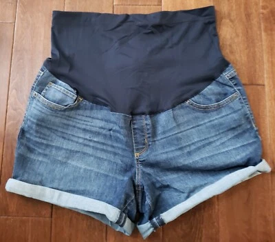 Pantalones Cortos de Jean Liz Lange Maternidad Talla Grande Midi Panel Completo Puños Elastizados Foto 1 de 4