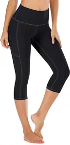 IUGA High Waisted Yoga Pants for Women with Pockets, NEW, BLACK, LARGE - Picture 1 of 4