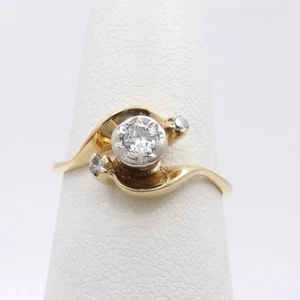 14k Gold Natural European Cut Diamond Illusion Setting Bypass Engagement Ring - Picture 1 of 10