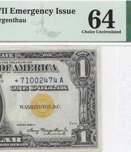 NORTH AFRICA 1935A $1 * STAR * ⭐️ Emergency Issue. PMG Choice Uncirculated 64. - Picture 1 of 4