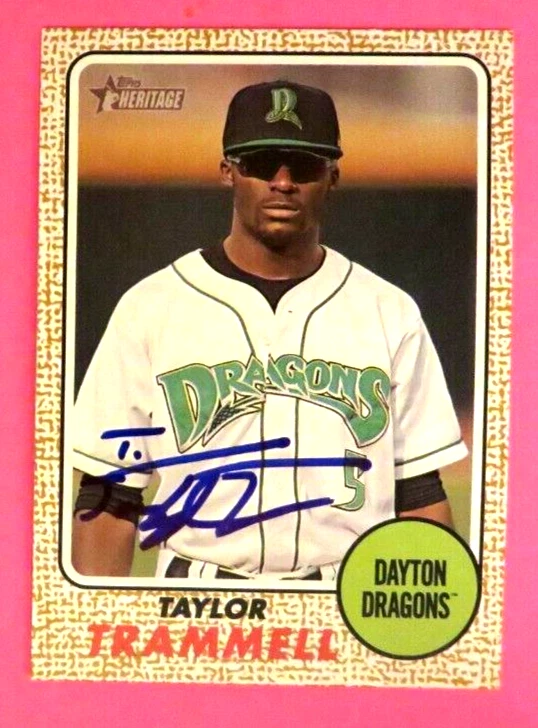 2017 Topps Heritage Minors, Dayton Dragons - TAYLOR TRAMMELL - autographed - Image 1 of 1
