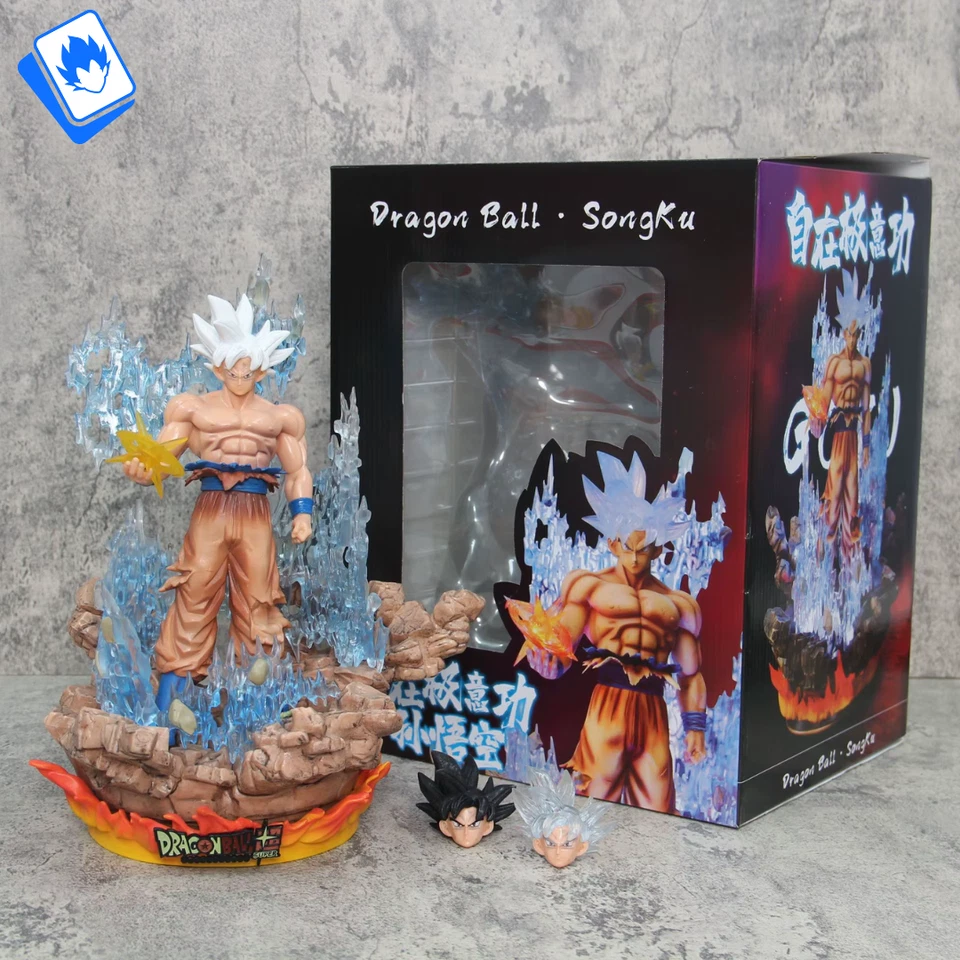 Action Figure Dragon Ball Goku UI 3 Teste 30cm STATUA DA COLLEZIONE Anime - Immagine 1 di 1