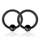 Pair 14g 1/2" 5mm Ball Anodized Surgical Steel Captive Bead Ring Earring Septum