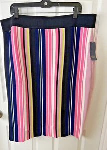 Rachel Roy Pink /Navy/Multicolor Stretch Pull On Pencil Skirt - NWT - 2x - Picture 1 of 13