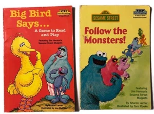 Vintage 80s Editions Step into Reading Books Lot of 2 Big Bird + Cookie Monster - Imagen 1 de 12