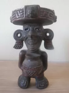 VINTAGE MAYA FEUERGOTT STATUE KERAMIK FIGUR BEWEGLICHE AUGEN 7" GROSS - Bild 1 von 8