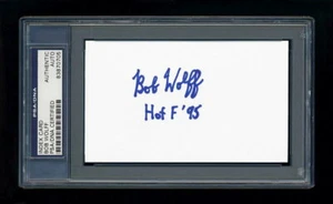 BOB WOLFF SIGNED INDEX CARD MINT PSA/DNA HOF WASHINGTON SENATORS NEW YORK KNICKS - Picture 1 of 1