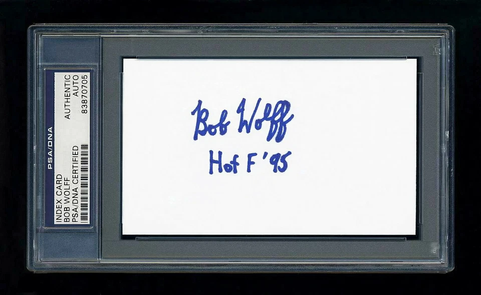 BOB WOLFF SIGNED INDEX CARD MINT PSA/DNA HOF WASHINGTON SENATORS NEW YORK KNICKS - Image 1 of 1