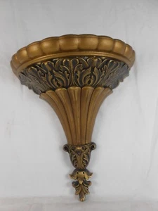 Vtg Ornate Gold Hollywood Regency 1616 Burwood Wall-Hanging Pocket/ Planter 565  - Picture 1 of 5