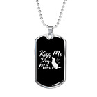 Kiss Me Dog Mom White Necklace Stainless Steel Or 18K Gold Dog Tag 24" Chain
