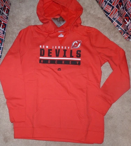 NEW NHL New Jersey Devils Hoodie Hooded Sweatshirt Women Ladies L Large NWT Cover