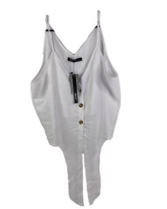 BBYES Collection Womens 2XL New White Button Up Tie Front Sleeveless Shirt - Picture 1 of 7