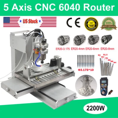5 Axis CNC Router 6040 3D Engraving Machine USB 2.2KW Cutting Milling Engraver - Image 1 of 4