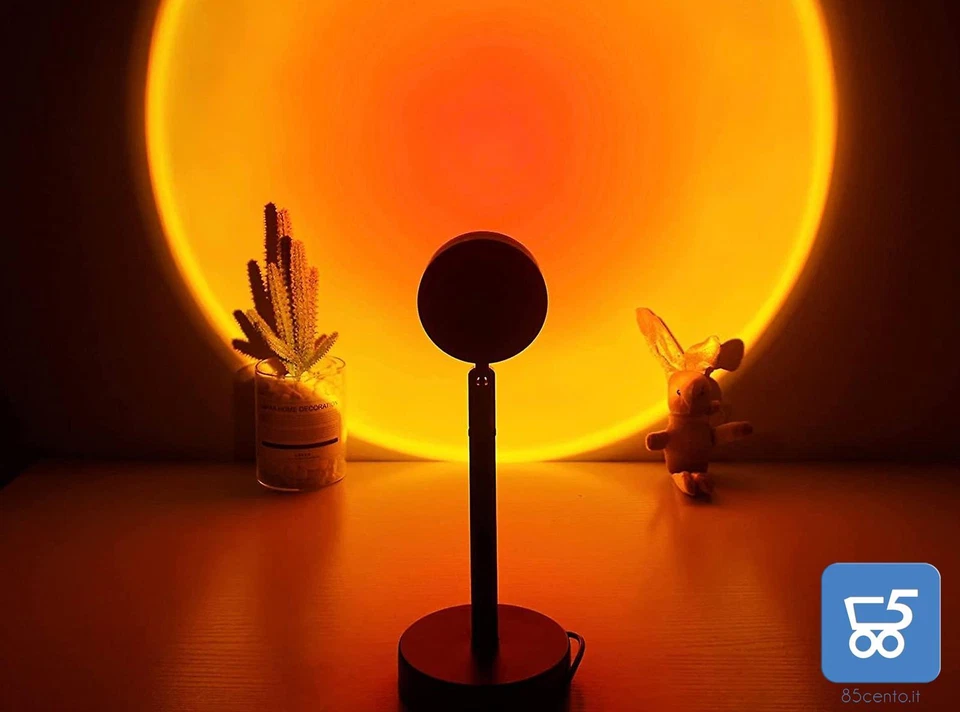 Lampada effetto tramonto da scrivania led 5V rotazione 260° colore nero elegante - Immagine 1 di 2