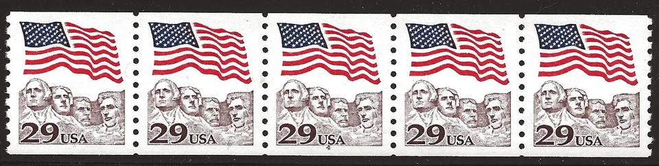 US Scott #2523, Plate #4 Coil 1991 Flag over Rushmore 29c VF MNH - Image 1 of 1