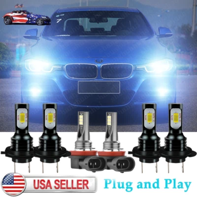 For BMW 328i 2007-2016 6x Bulbs Car LED Headlight Hi/Low Beams + Fog Lamps 6000K - Image 1 of 4
