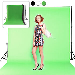 Photo Studio Background Black White Green Screen Backdrop Light Stand Kit 2x2m