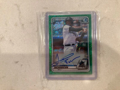 2020 Bowman Chrome 1st Auto Green Shimmer Refractor Jerar Encarnacion /99 Rc - Image 1 of 4
