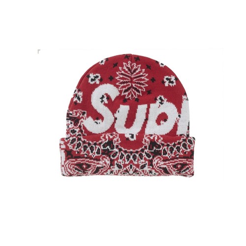 Supreme Bandana Big Logo Beanie Rosso