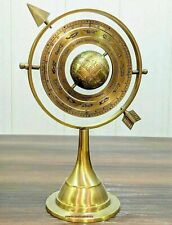 11" Antique Brass Armillary Sphere Astrolabe Table Top World Globe--
