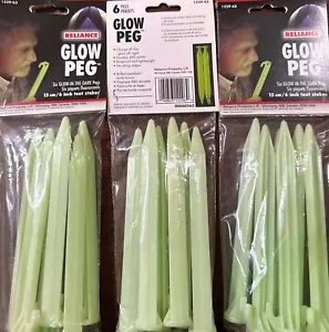 18) RELIANCE Glow-In-The-Dark CAMPING STAKES PEGS 6" 15cm BRIGHT ABS PLASTIC - Picture 1 of 3