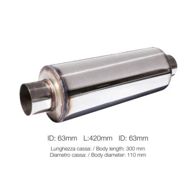 Marmitta Silenziatore Universale con Uscita Rotonda 63mm Simoni Racing - Immagine 1 di 2