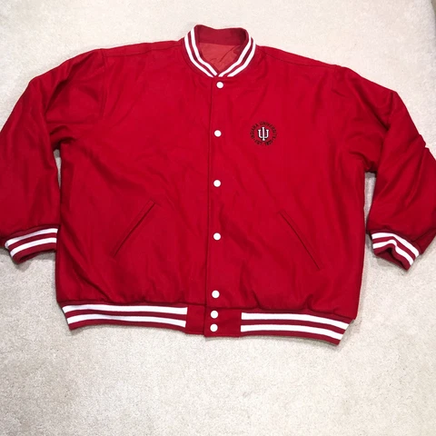 INDIANA HOOSIERS Varsity Jacket Men 2XL Red Reversible Heavyweight Steve &Berrys Cover
