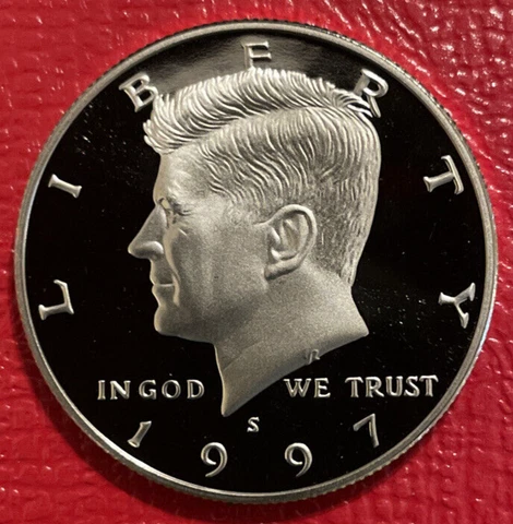 1997 S Clad PROOF Gem Cameo Kennedy Half Dollar Coin from US Proof Set Cover