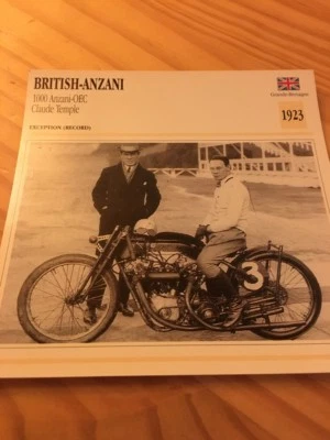 British Anzani 1000 OEC Claude Temple 1923 Tarjeta Moto Colección Atlas - Imagen 1 de 2