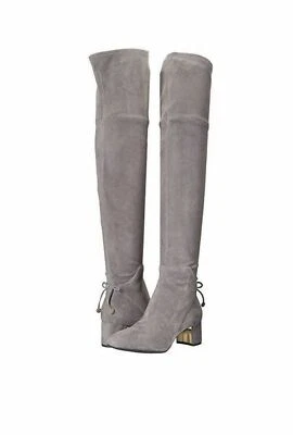 Nuevo Tory Burch Talla Botas altas de gamuza 7 M #41621 carbono Laila tacón alto OTK gris Foto 1 de 4