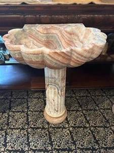 BEAUTIFUL CARVED MARBLE ONYX PEDESTAL SINK - JX132B - Picture 1 of 1