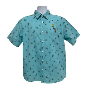 Disney The Lion King Mens Button-Up Shirt XL Turquoise Short Sleeve Teal Blue - Picture 1 of 13