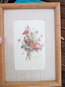 Vintage kleiner Holzrahmen Blumenmuster gerahmter Druck 5 3/4 Zoll x 7 3/4 - Bild 1 von 4