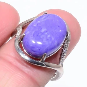 Charoite Silver Plated Handmade Solitaire Ring Adst. (103), Christmas Gift - Picture 1 of 3