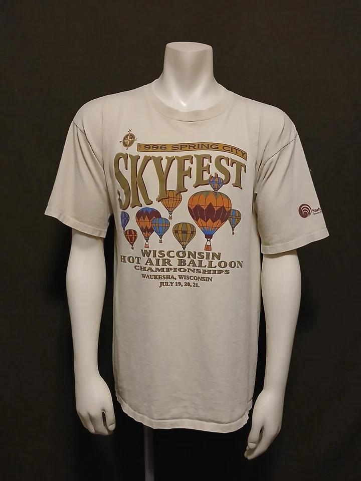 Camiseta vintage 1996 Wisconsin Hot Air Globo Festival "SKYFEST" años 90 adulto XL Foto 1 de 4