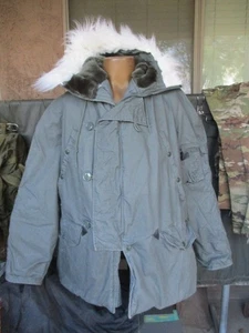 USAF Sage Green N-3B Snorkel Winter Parka, Heavy Winter Jacket, LARGE - Picture 1 of 11