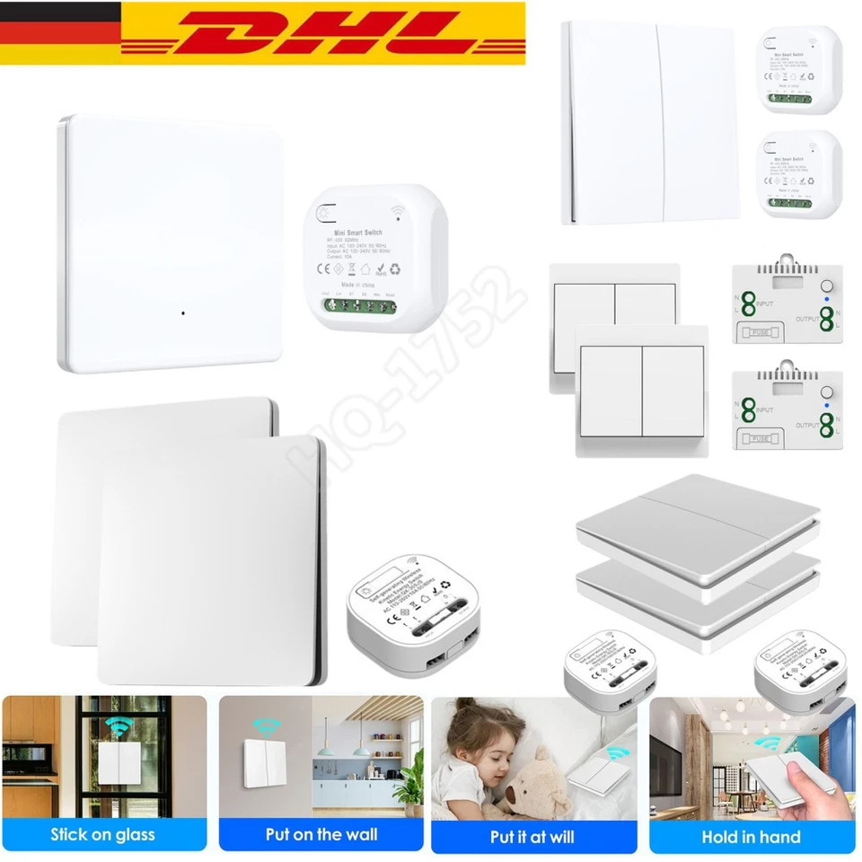 Funk-Wand-schalter & Funk-Empfänger Funkschalter System batterielos KINETIC DHL - Bild 1 von 4